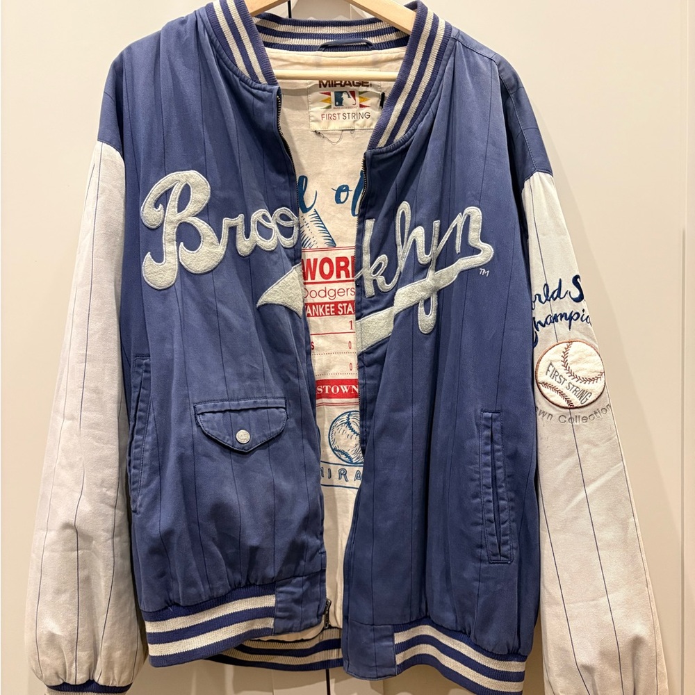 Vintage Reversable Brooklyn Dodgers Cooperstown collection Jacket first string